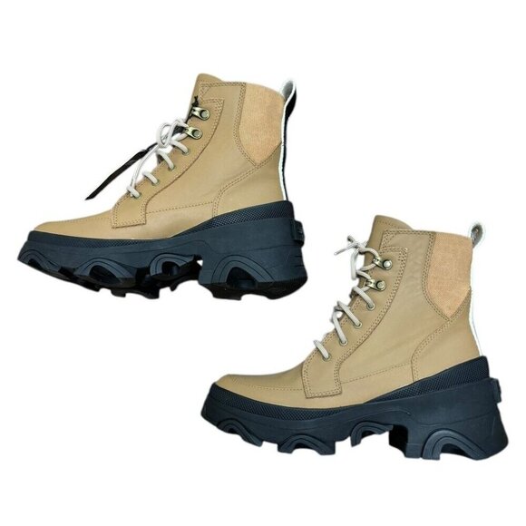 Sorel Womens Sz 6 Boots Shoes Brex Lace Up Waterproof Tawny Buff Brown Black New - Picture 3 of 10